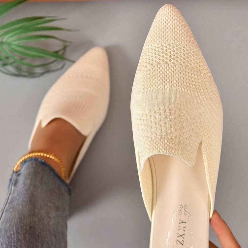 ZXXY Women Pointed Toe Mules Flat Shoes